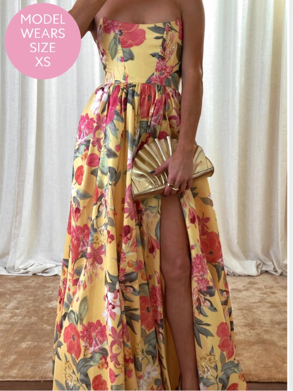 Show Me Your MuMu Juliet Maxi Dress in color Mimosa Floral Taffeta